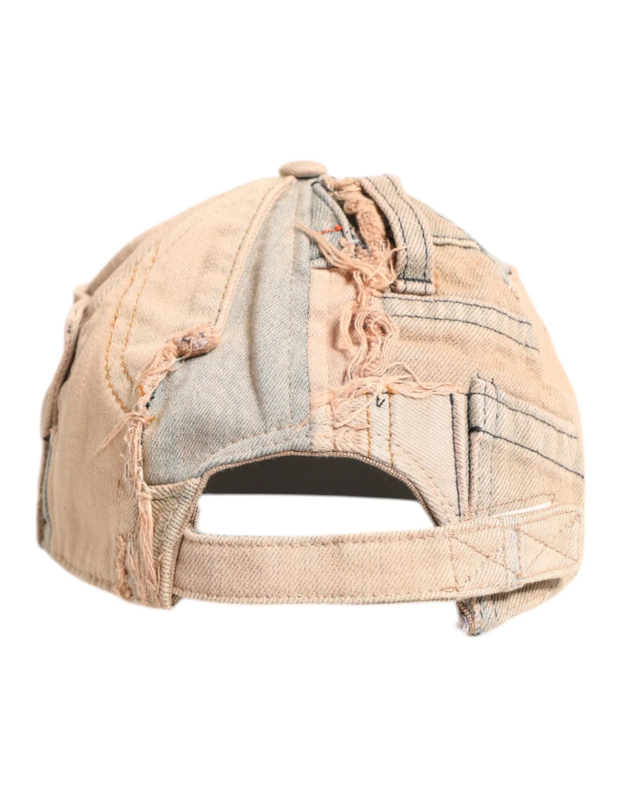 Dolce & Gabbana 58 cm|M Dolce & Gabbana Beige Tattered Cotton 6 Panels Baseball Cap