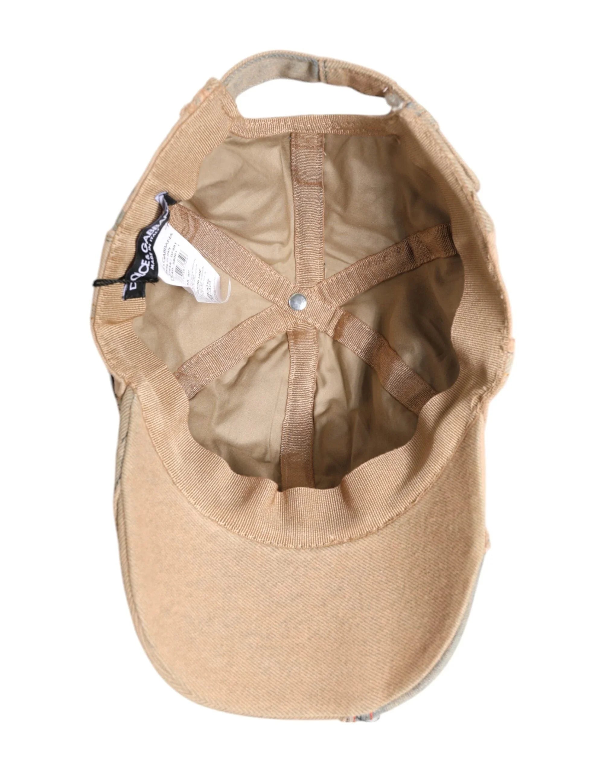 Dolce & Gabbana 58 cm|M Dolce & Gabbana Beige Tattered Cotton 6 Panels Baseball Cap