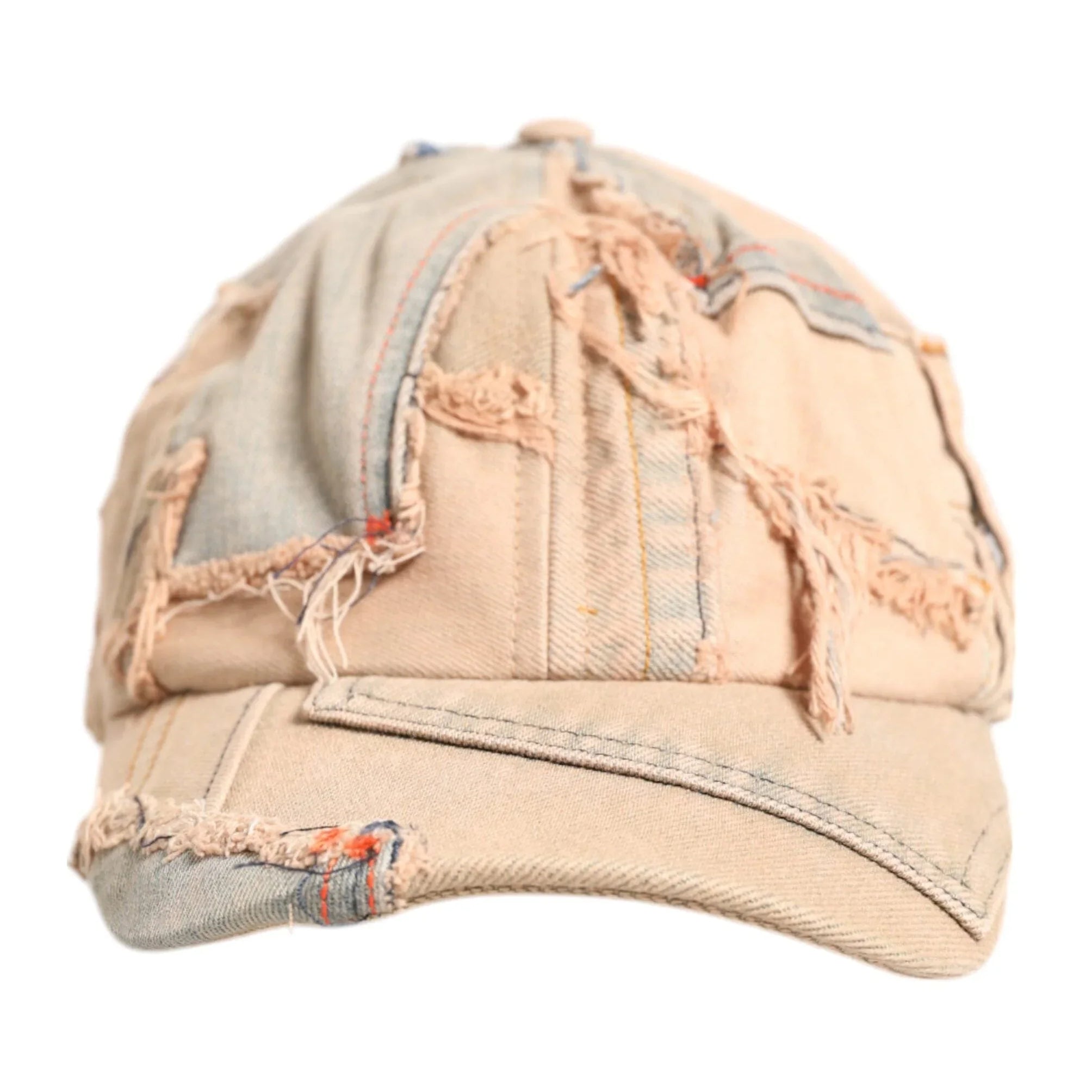 Dolce & Gabbana 58 cm|M Dolce & Gabbana Beige Tattered Cotton 6 Panels Baseball Cap