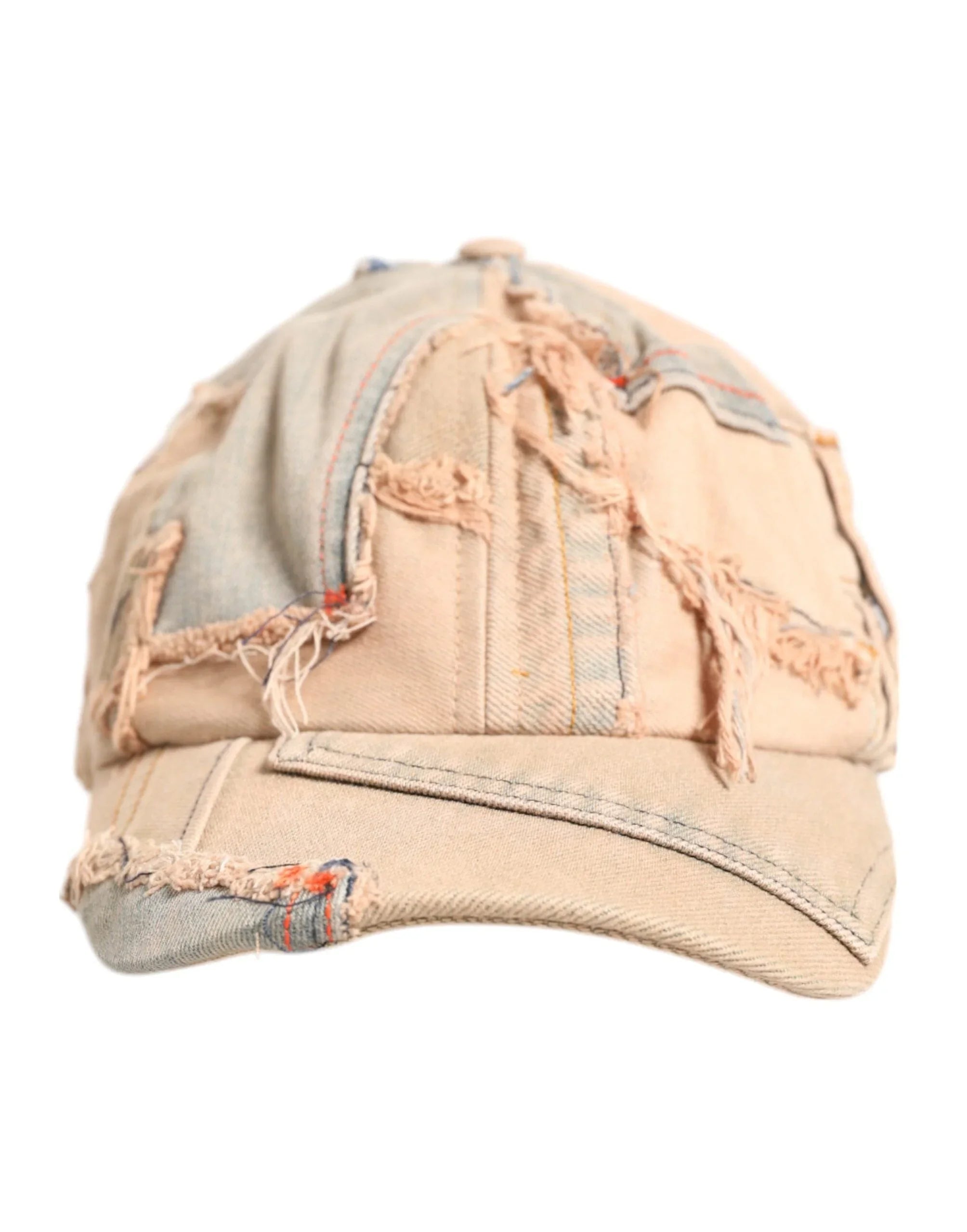 Dolce & Gabbana 58 cm|M Dolce & Gabbana Beige Tattered Cotton 6 Panels Baseball Cap