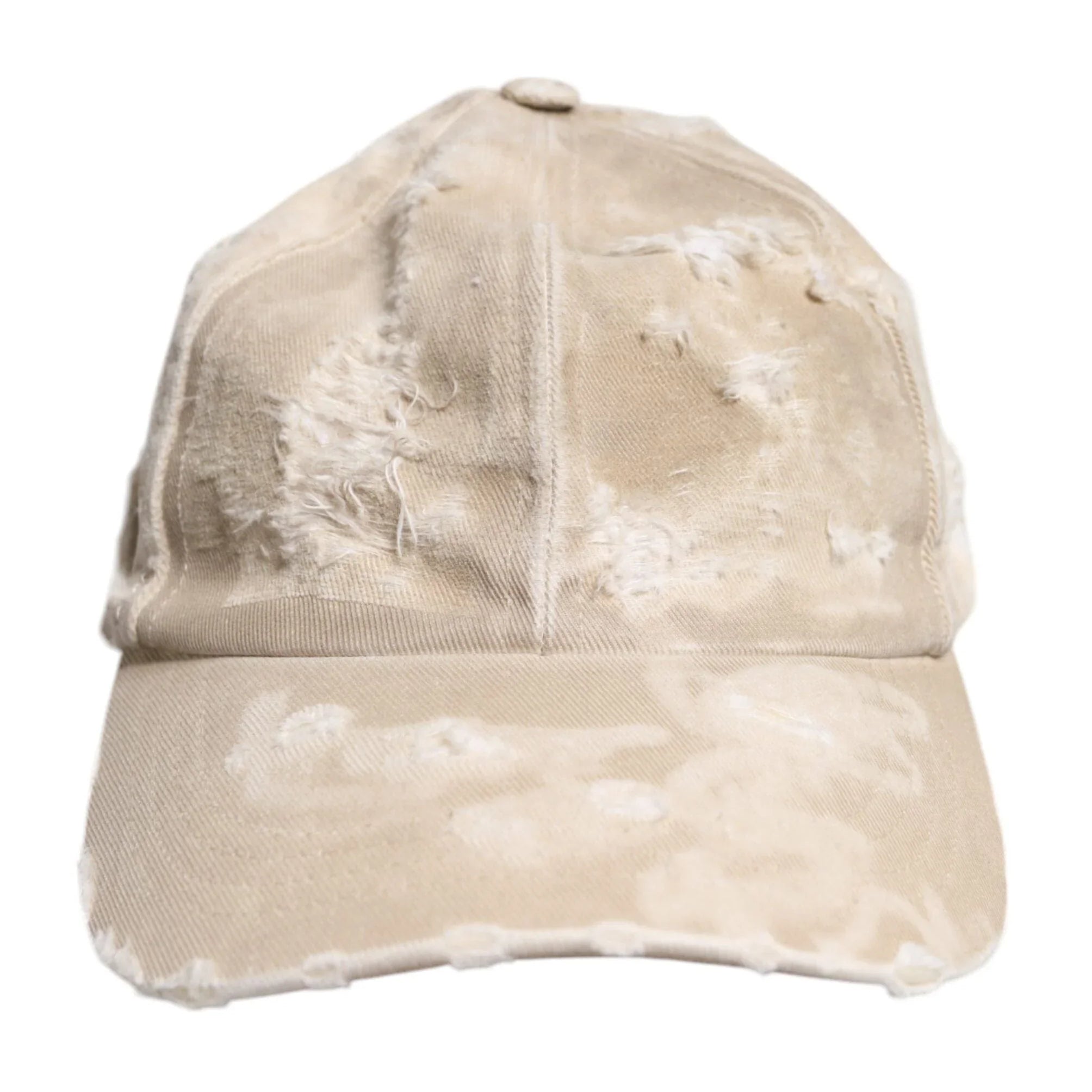 Dolce & Gabbana 58 cm|M Dolce & Gabbana Beige Tattered Cotton 6 Panels Baseball Cap