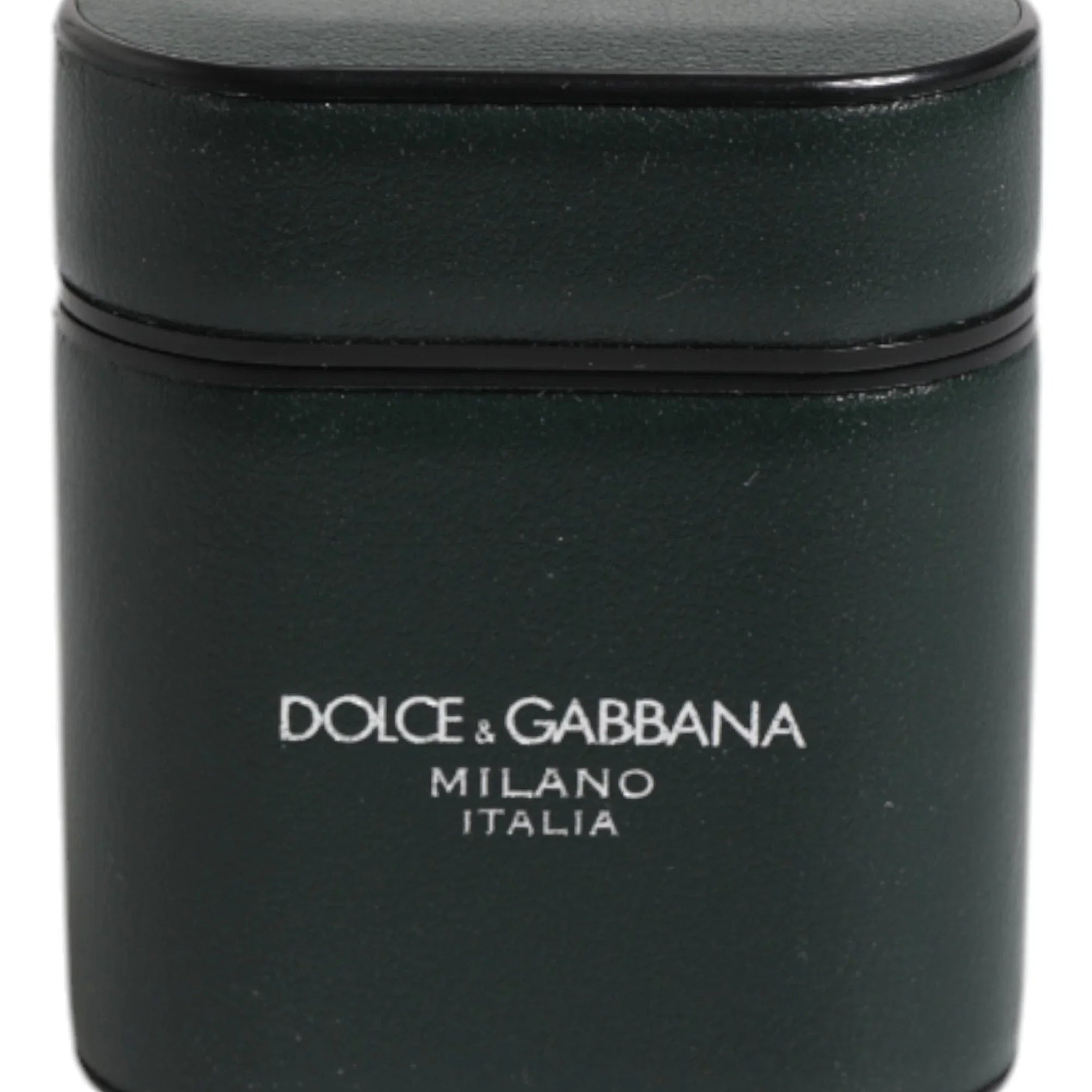 Dolce & Gabbana Dolce & Gabbana Black Calfskin Leather Logo Print Flip Holder Airpods Case