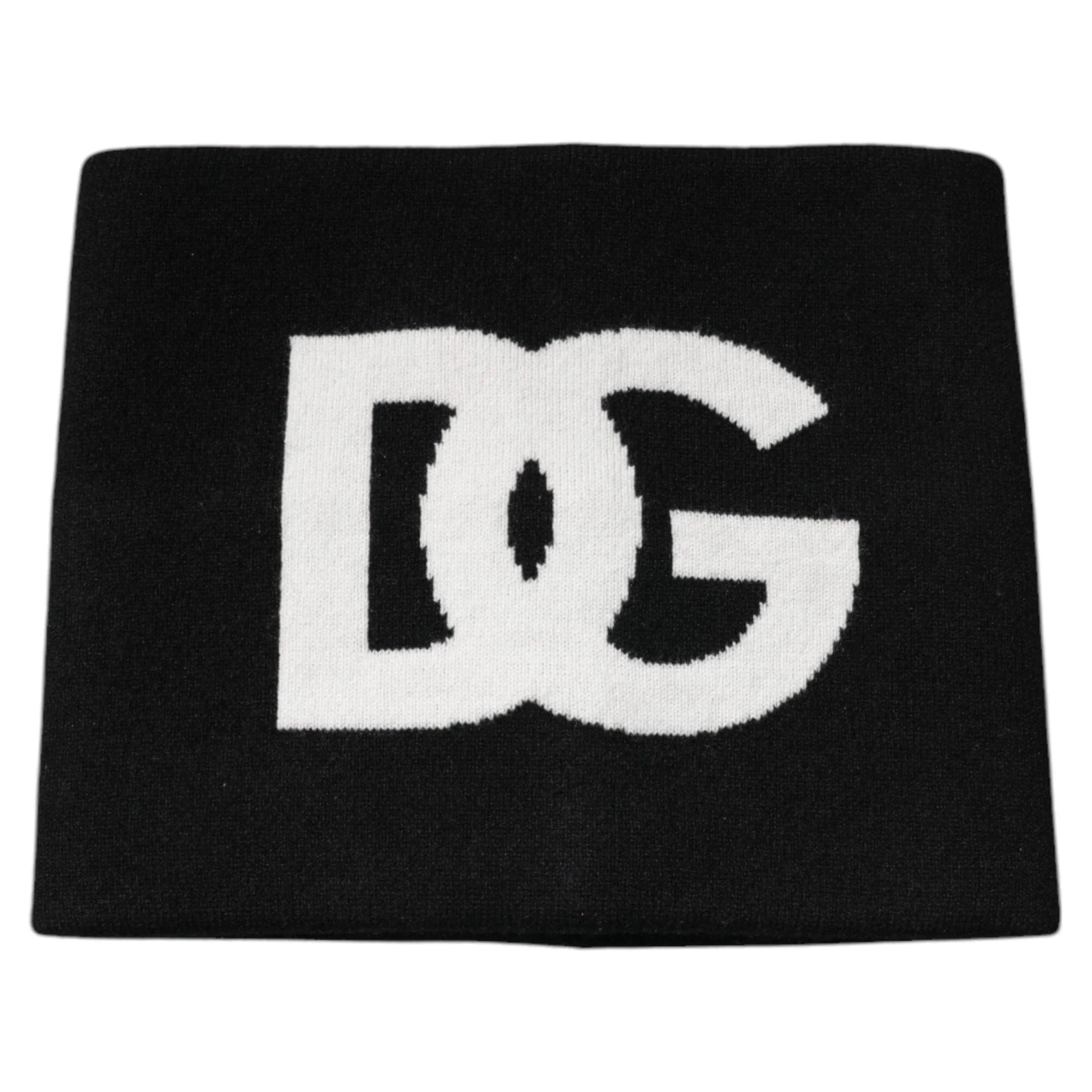 Dolce & Gabbana Dolce & Gabbana Black Cashmere DG Logo Square Handkerchief Scarf