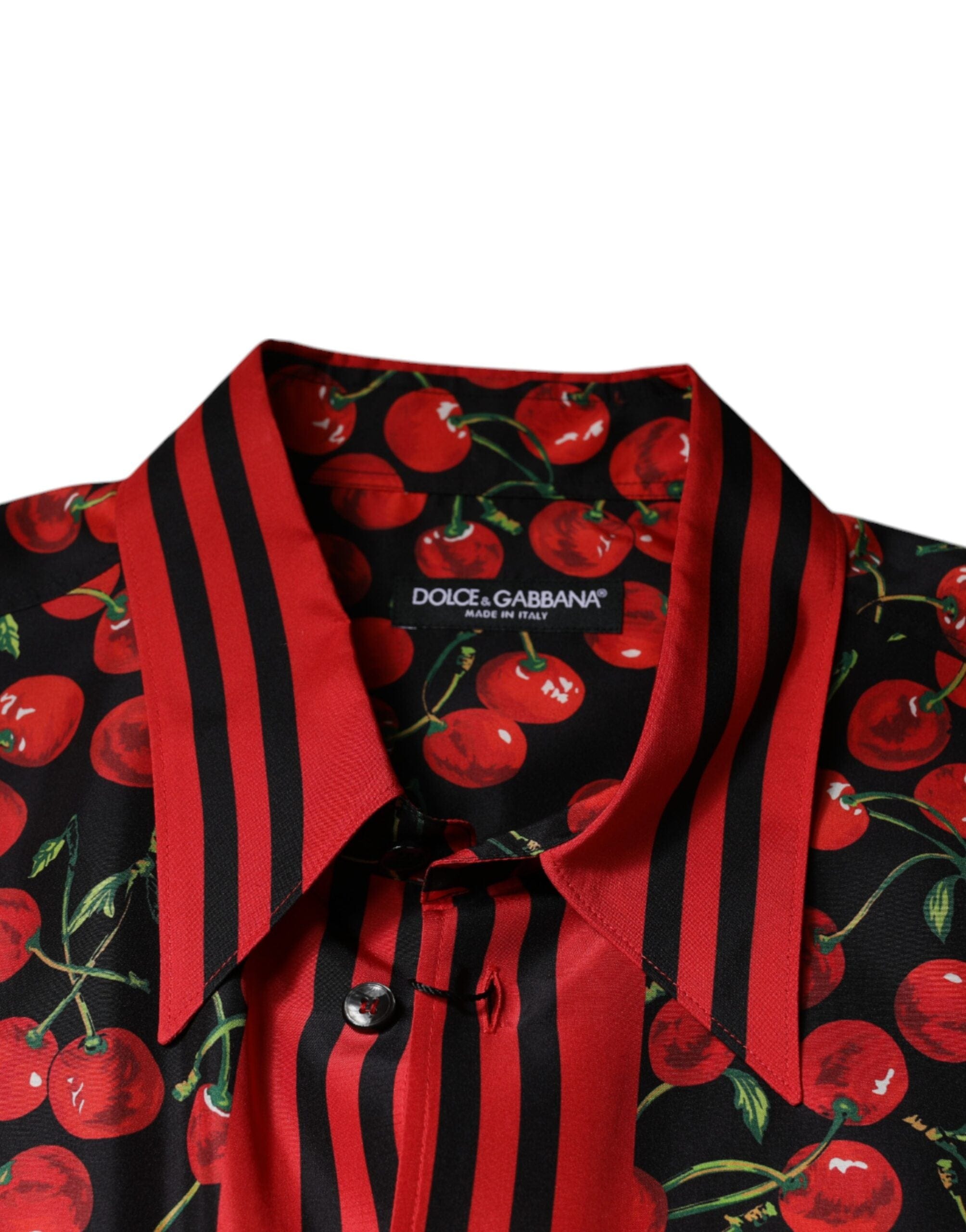 Dolce & Gabbana Shirts IT42 | XL Dolce & Gabbana Black Cherry Silk Button Down Casual Shirt