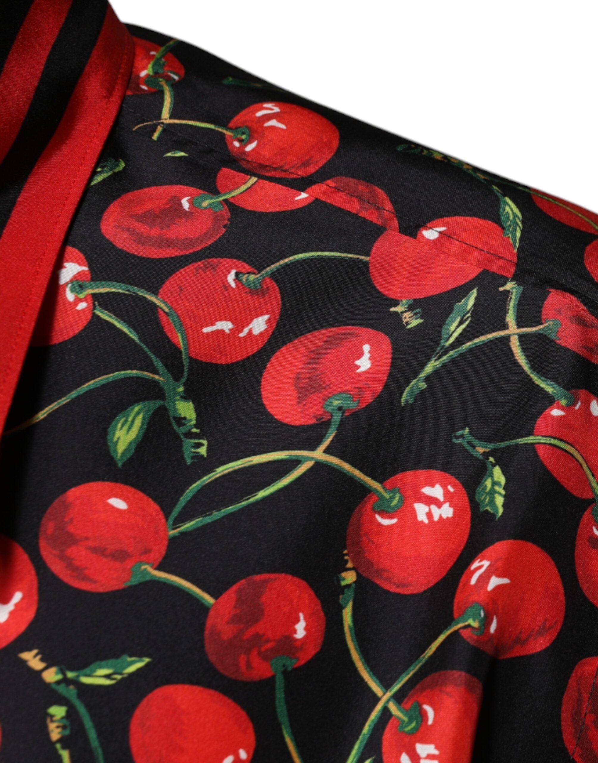 Dolce & Gabbana Shirts IT42 | XL Dolce & Gabbana Black Cherry Silk Button Down Casual Shirt