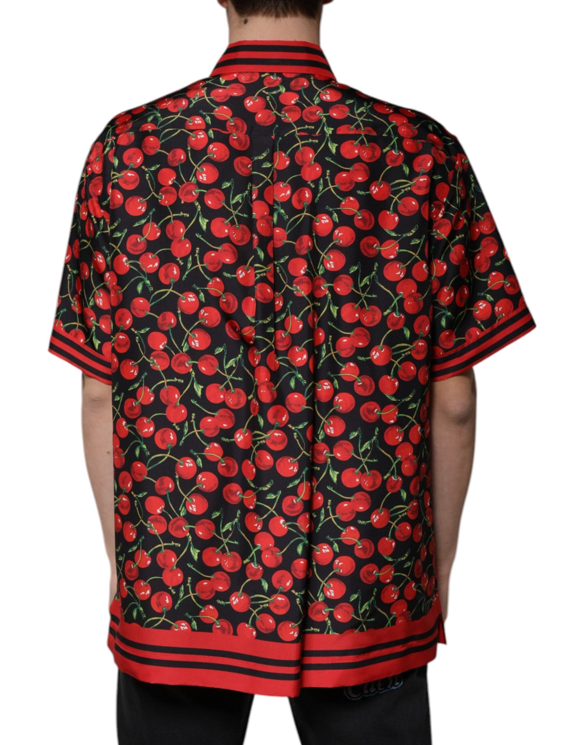 Dolce & Gabbana Shirts IT42 | XL Dolce & Gabbana Black Cherry Silk Button Down Casual Shirt