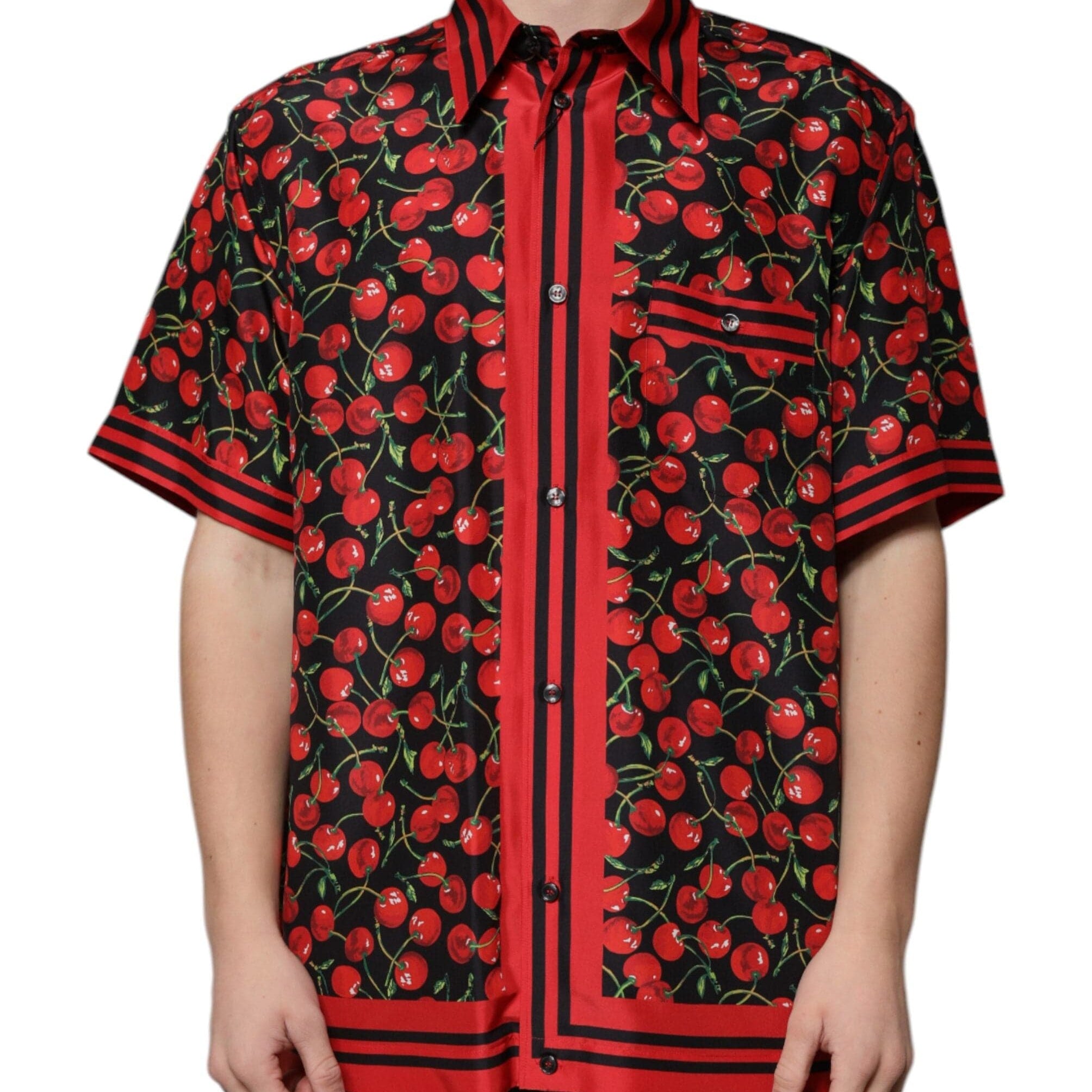 Dolce & Gabbana Shirts IT42 | XL Dolce & Gabbana Black Cherry Silk Button Down Casual Shirt