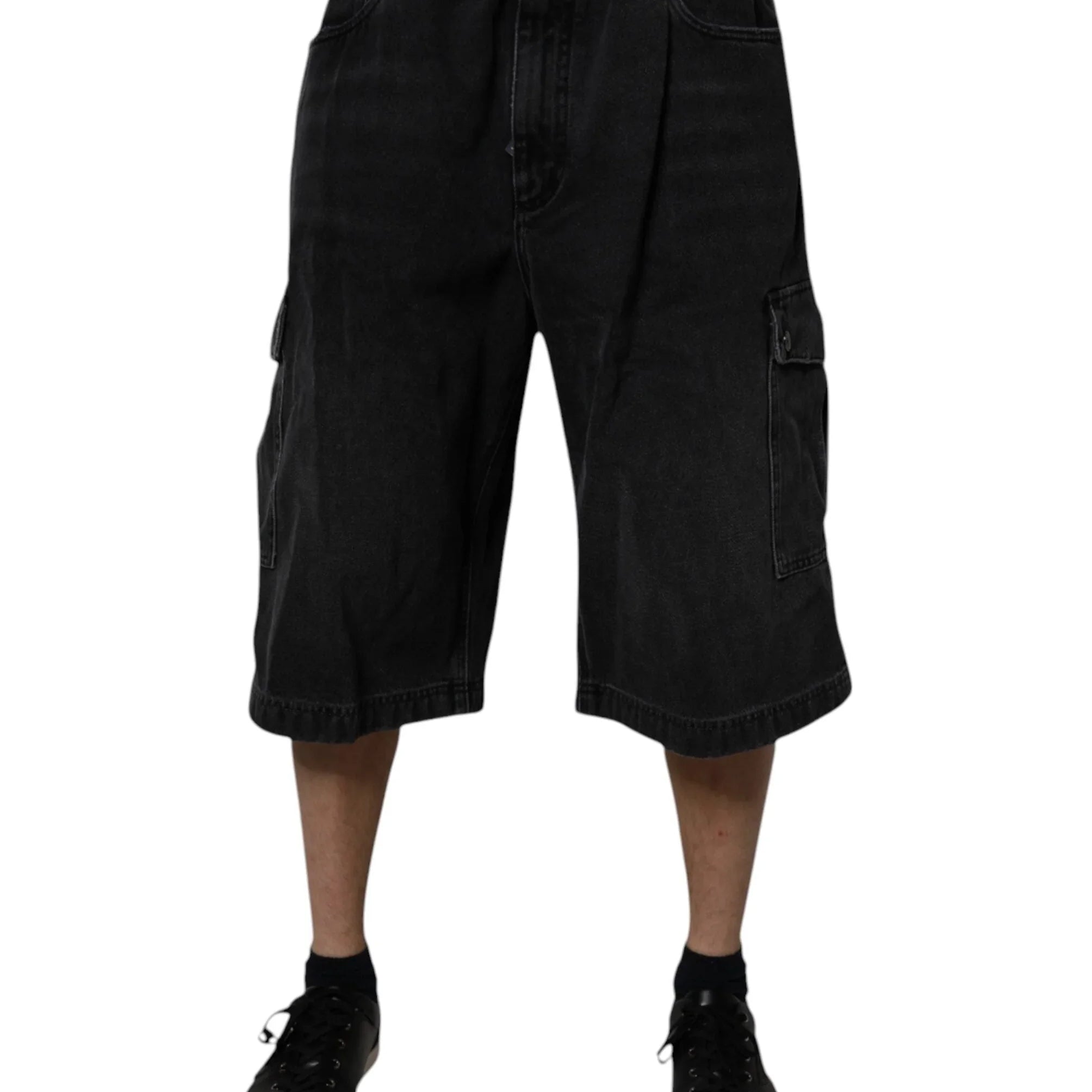 Chino Shorts IT56 | XXL Dolce & Gabbana Black Cotton Cargo Denim Men Bermuda Shorts