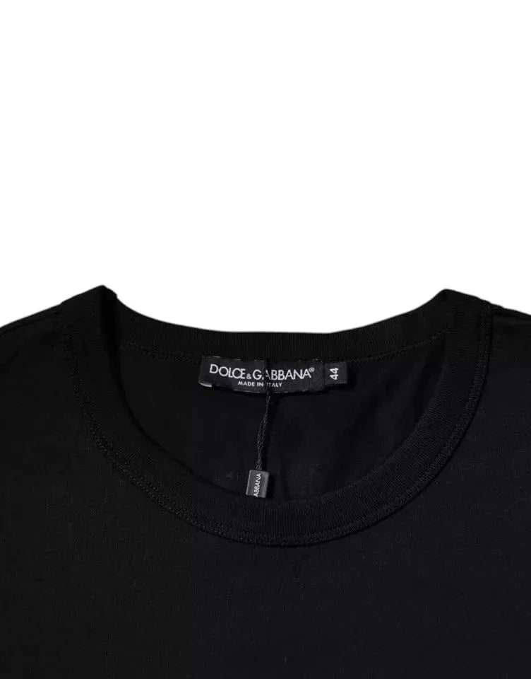 Dolce & Gabbana T-Shirts IT44 | XS Dolce & Gabbana Black Cotton Crew Neck Short Sleeves T-shirt