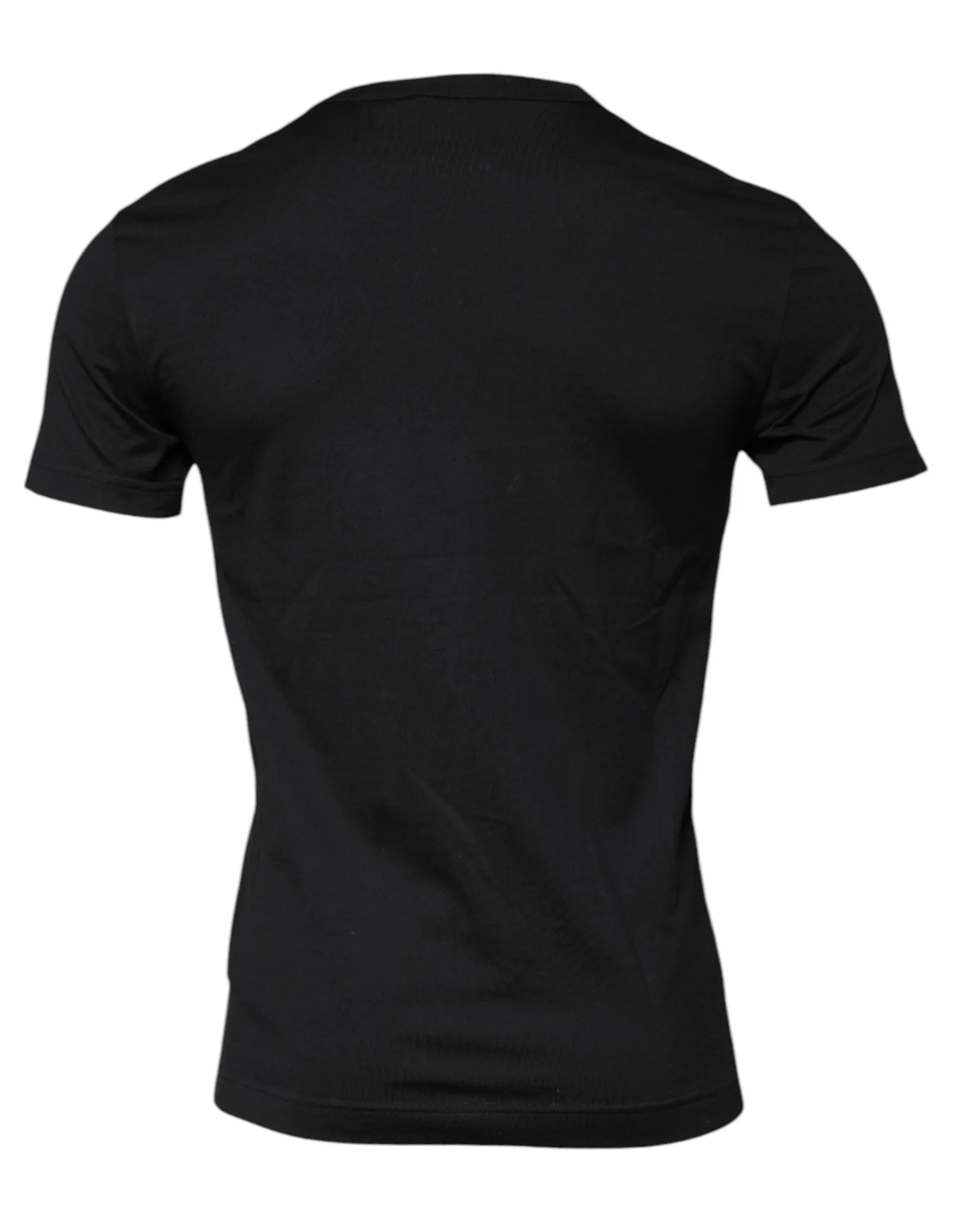 Dolce & Gabbana T-Shirts IT44 | XS Dolce & Gabbana Black Cotton Crew Neck Short Sleeves T-shirt