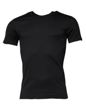 Dolce & Gabbana T-Shirts IT44 | XS Dolce & Gabbana Black Cotton Crew Neck Short Sleeves T-shirt