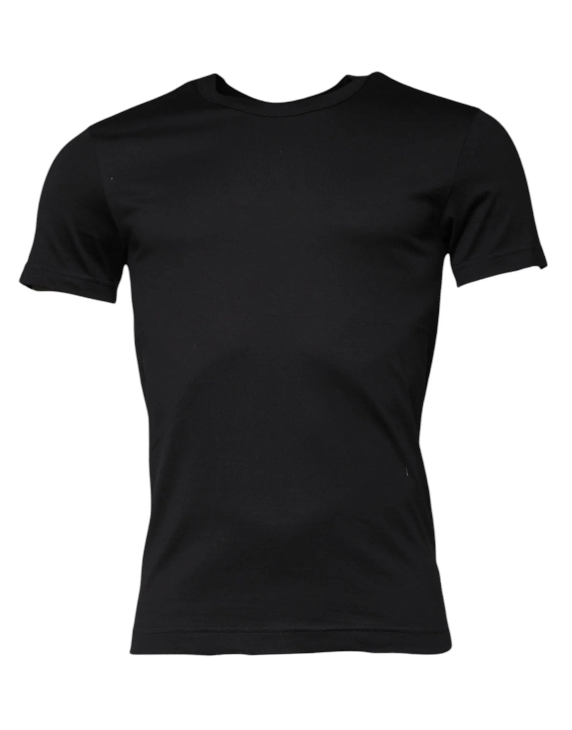 Dolce & Gabbana T-Shirts IT44 | XS Dolce & Gabbana Black Cotton Crew Neck Short Sleeves T-shirt