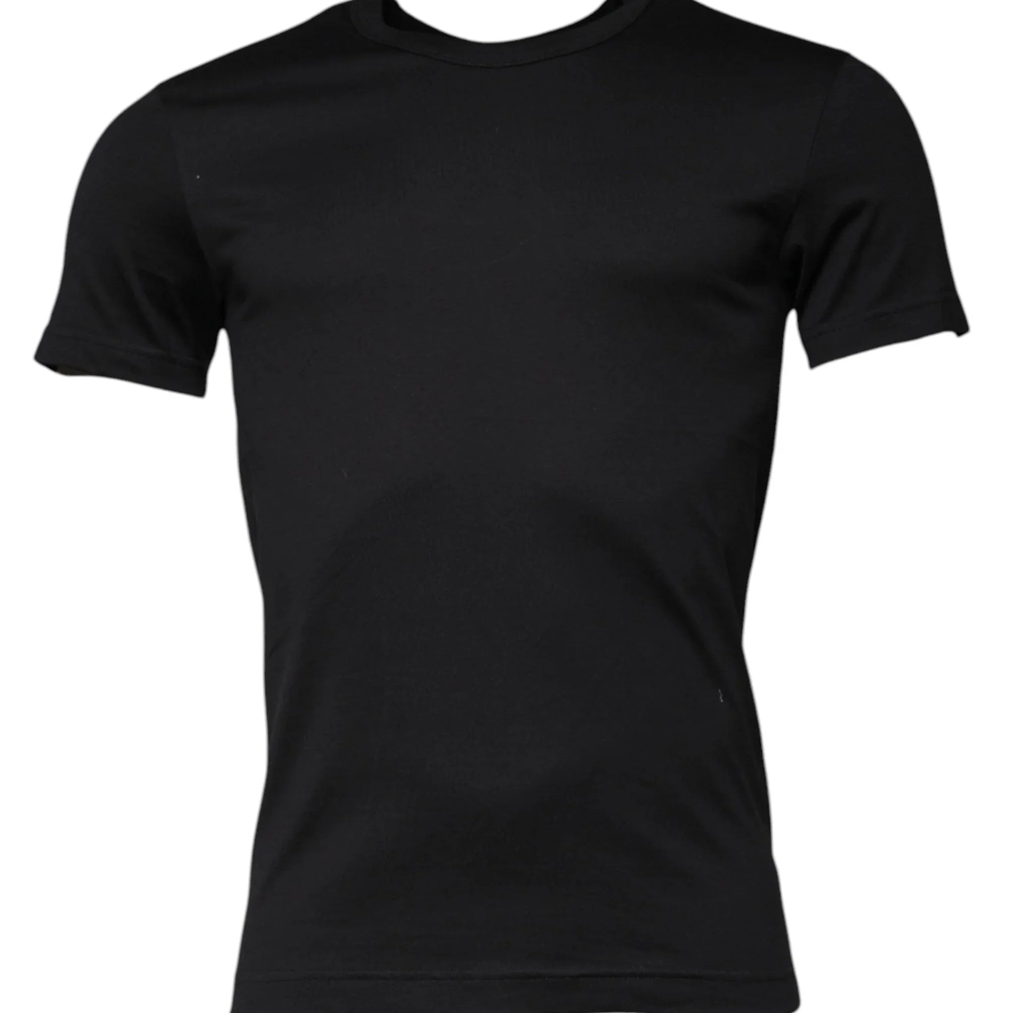 Dolce & Gabbana T-Shirts IT44 | XS Dolce & Gabbana Black Cotton Crew Neck Short Sleeves T-shirt