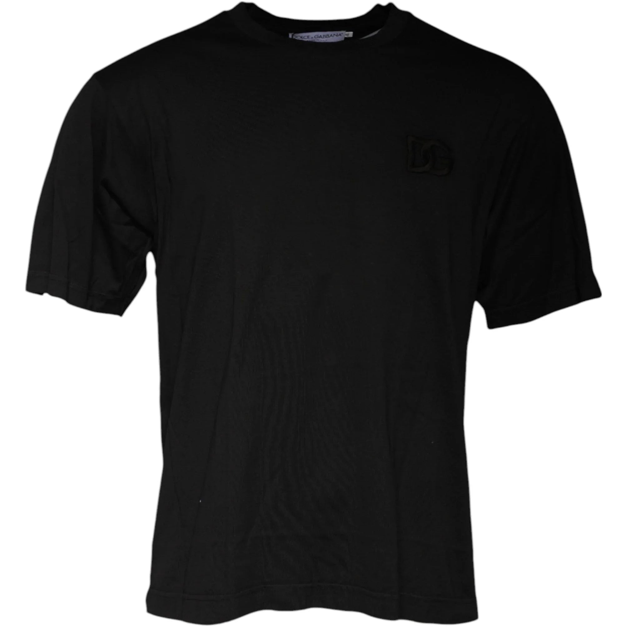 Dolce & Gabbana T-Shirts IT48 | M Dolce & Gabbana Black Cotton Crew Neck Short Sleeves T-shirt