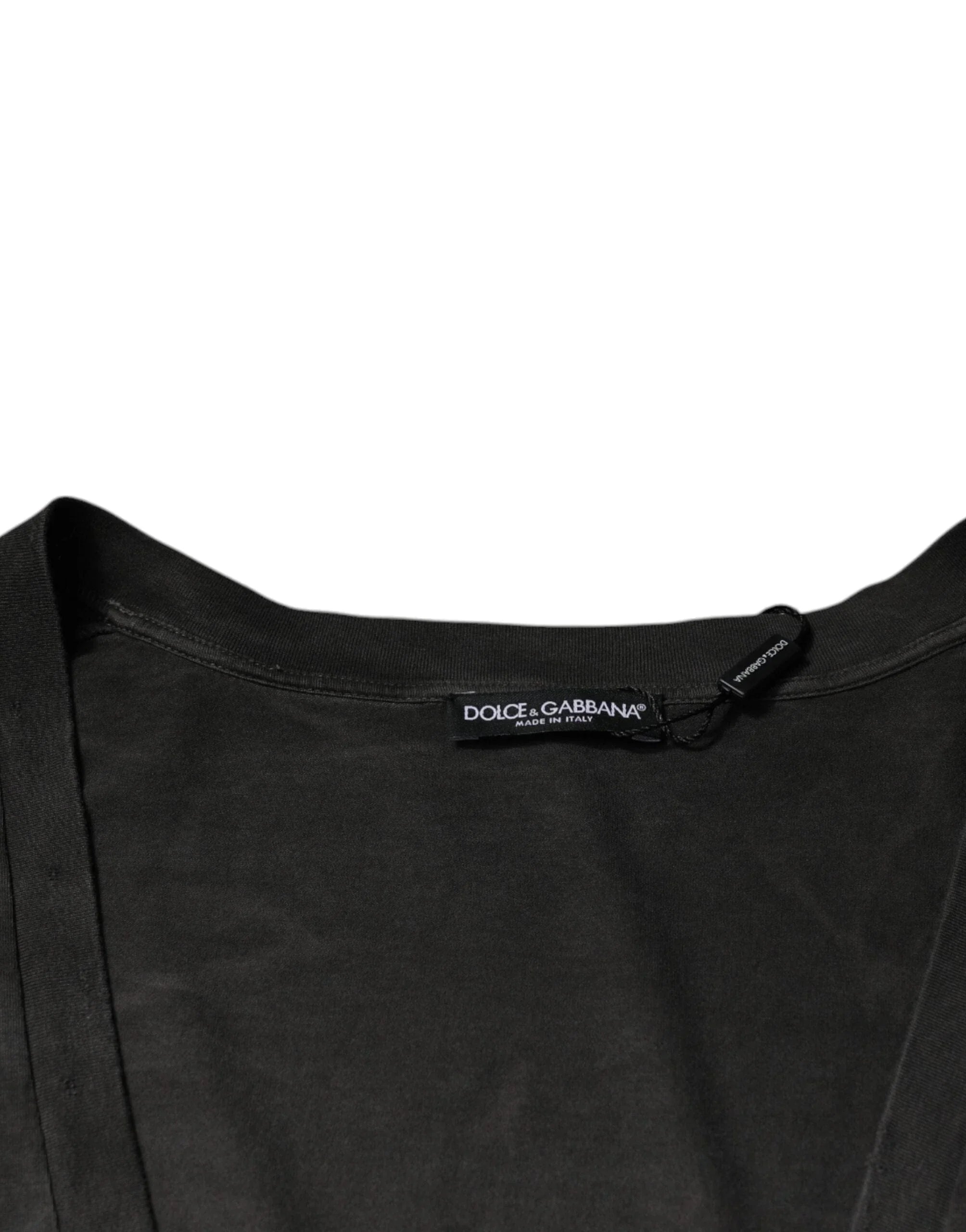 Dolce & Gabbana T-Shirts IT54 | XL Dolce & Gabbana Black Cotton Crew Neck Short Sleeves T-shirt