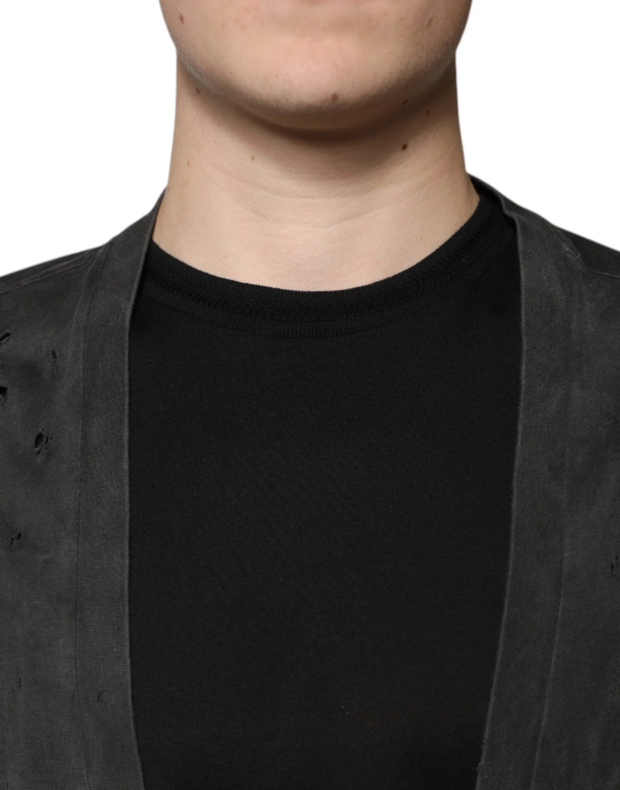 Dolce & Gabbana T-Shirts IT54 | XL Dolce & Gabbana Black Cotton Crew Neck Short Sleeves T-shirt