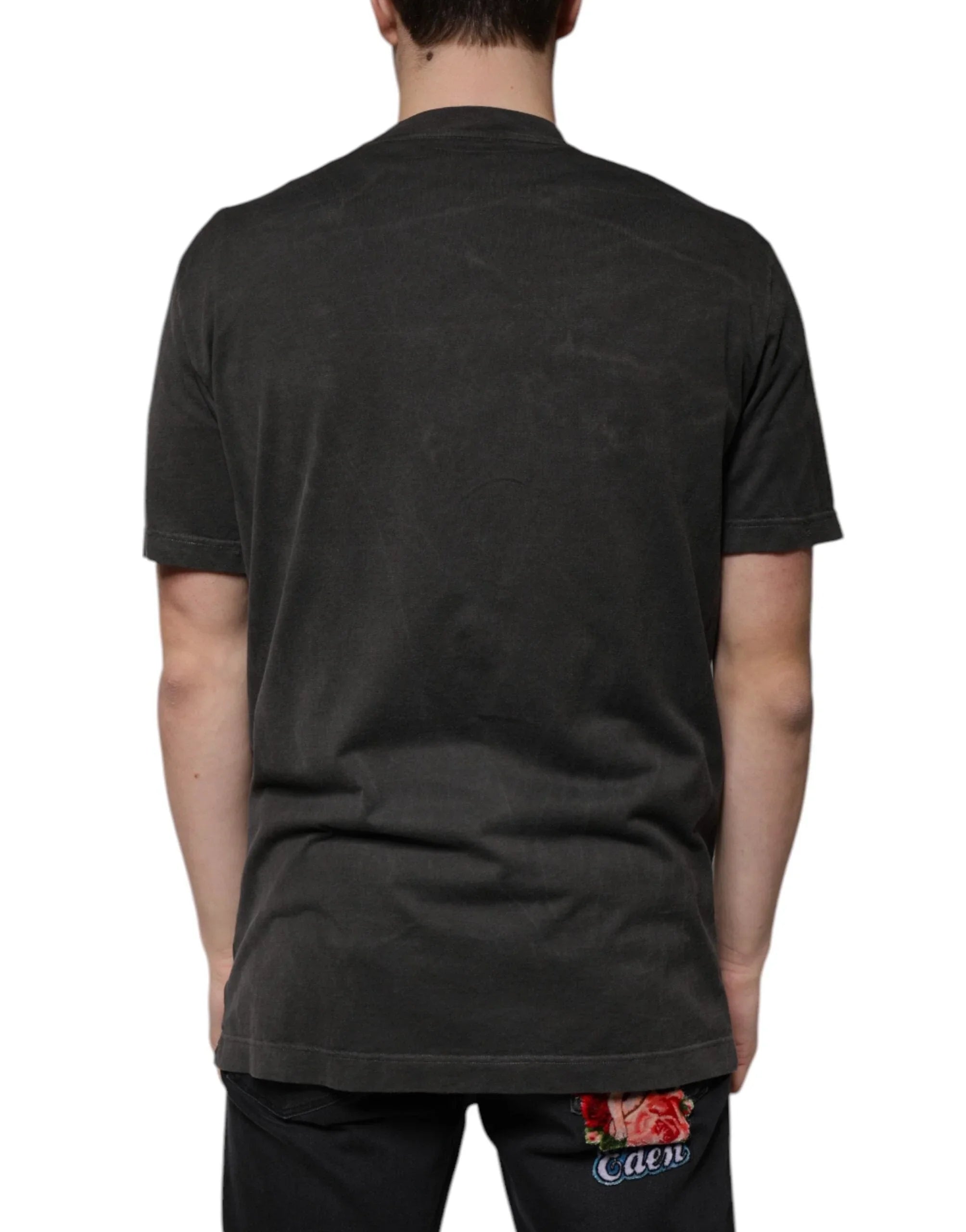 Dolce & Gabbana T-Shirts IT54 | XL Dolce & Gabbana Black Cotton Crew Neck Short Sleeves T-shirt