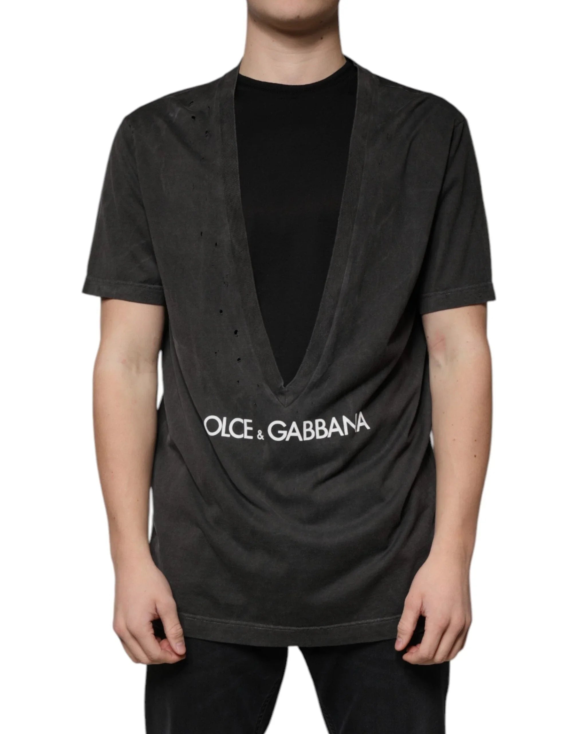 Dolce & Gabbana T-Shirts IT54 | XL Dolce & Gabbana Black Cotton Crew Neck Short Sleeves T-shirt