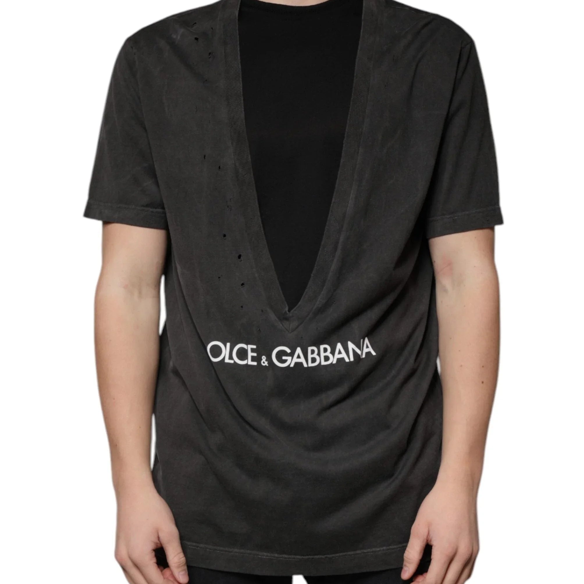 Dolce & Gabbana T-Shirts IT54 | XL Dolce & Gabbana Black Cotton Crew Neck Short Sleeves T-shirt