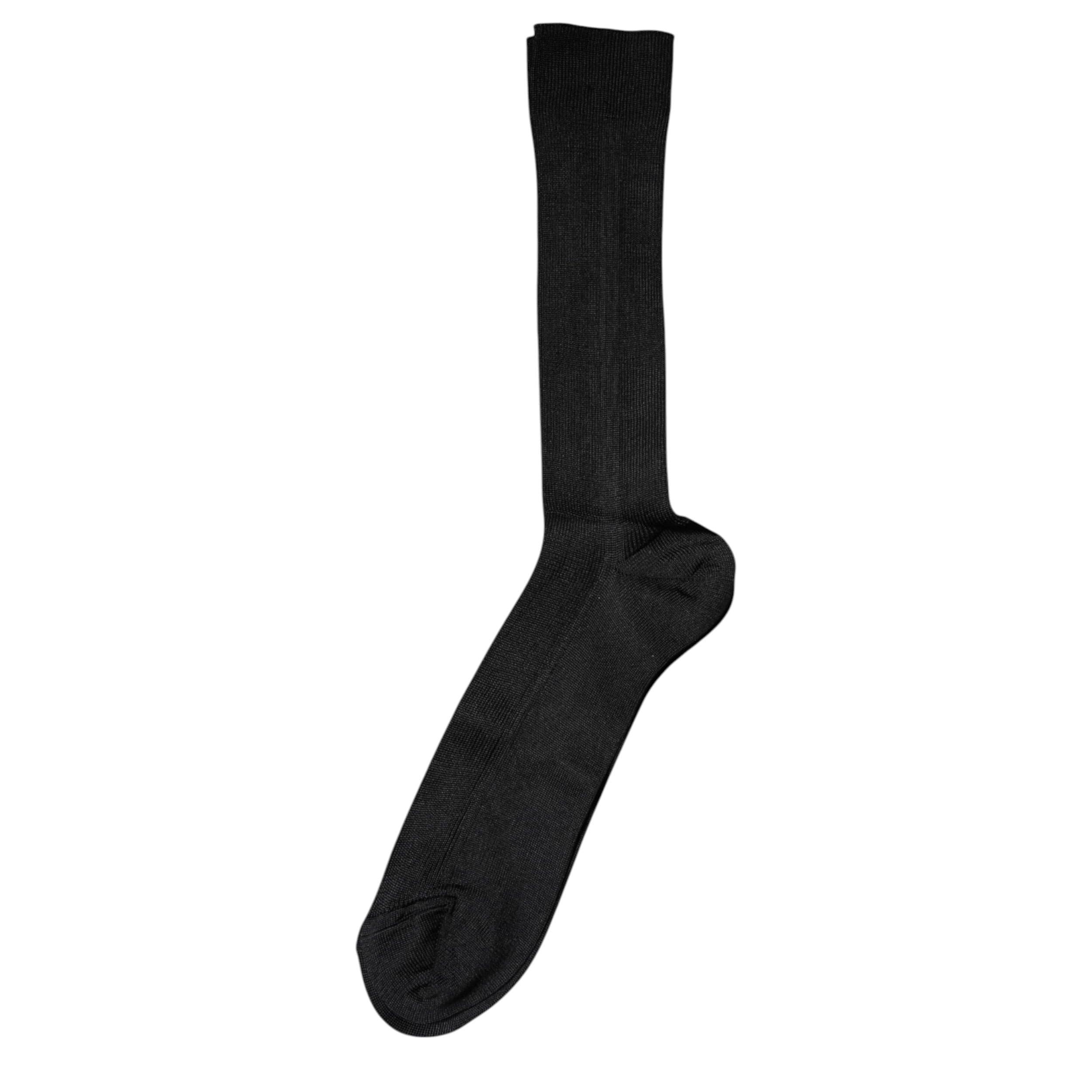 Dolce & Gabbana M Dolce & Gabbana Black Cotton DG Logo Mid Calf Men Socks