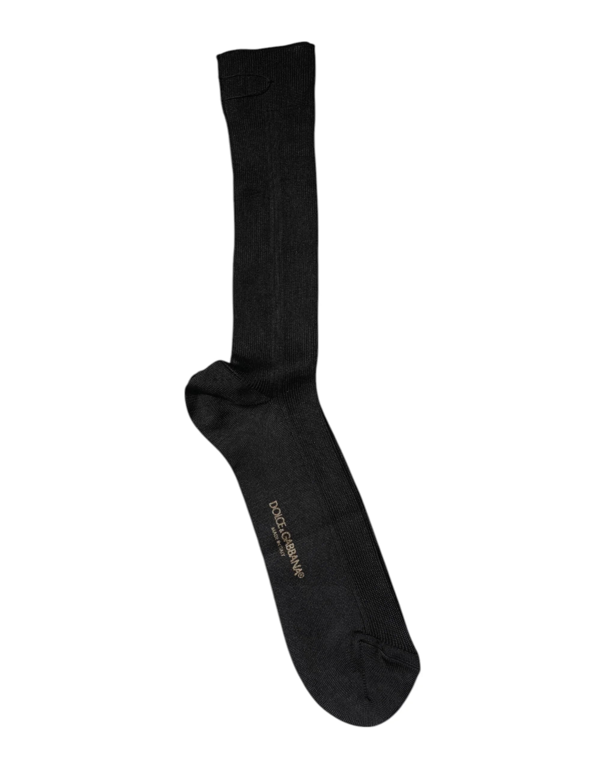 Dolce & Gabbana M Dolce & Gabbana Black Cotton DG Logo Mid Calf Men Socks