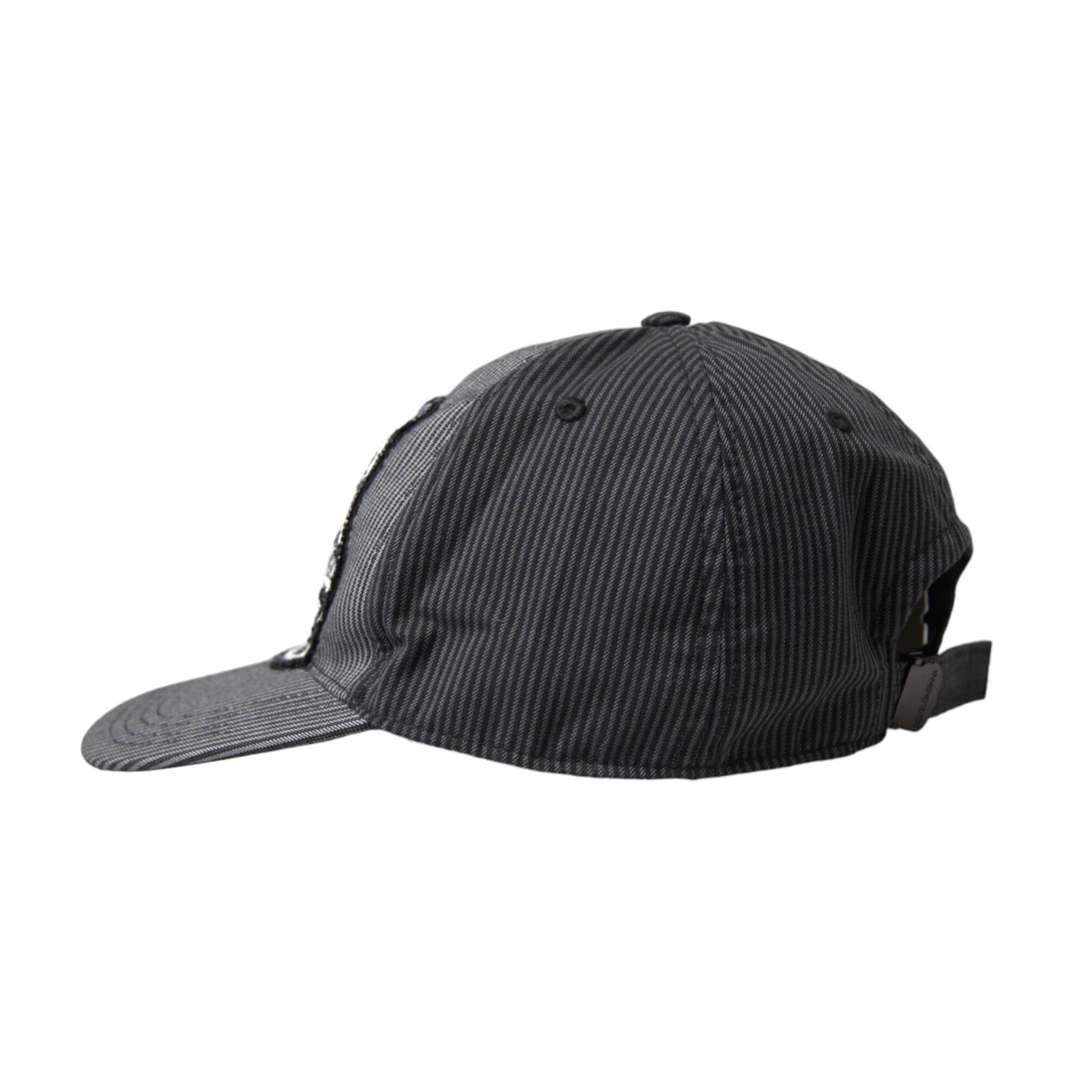 Dolce & Gabbana Beanies Dolce & Gabbana Black Cotton Embellished Baseball Hat Men