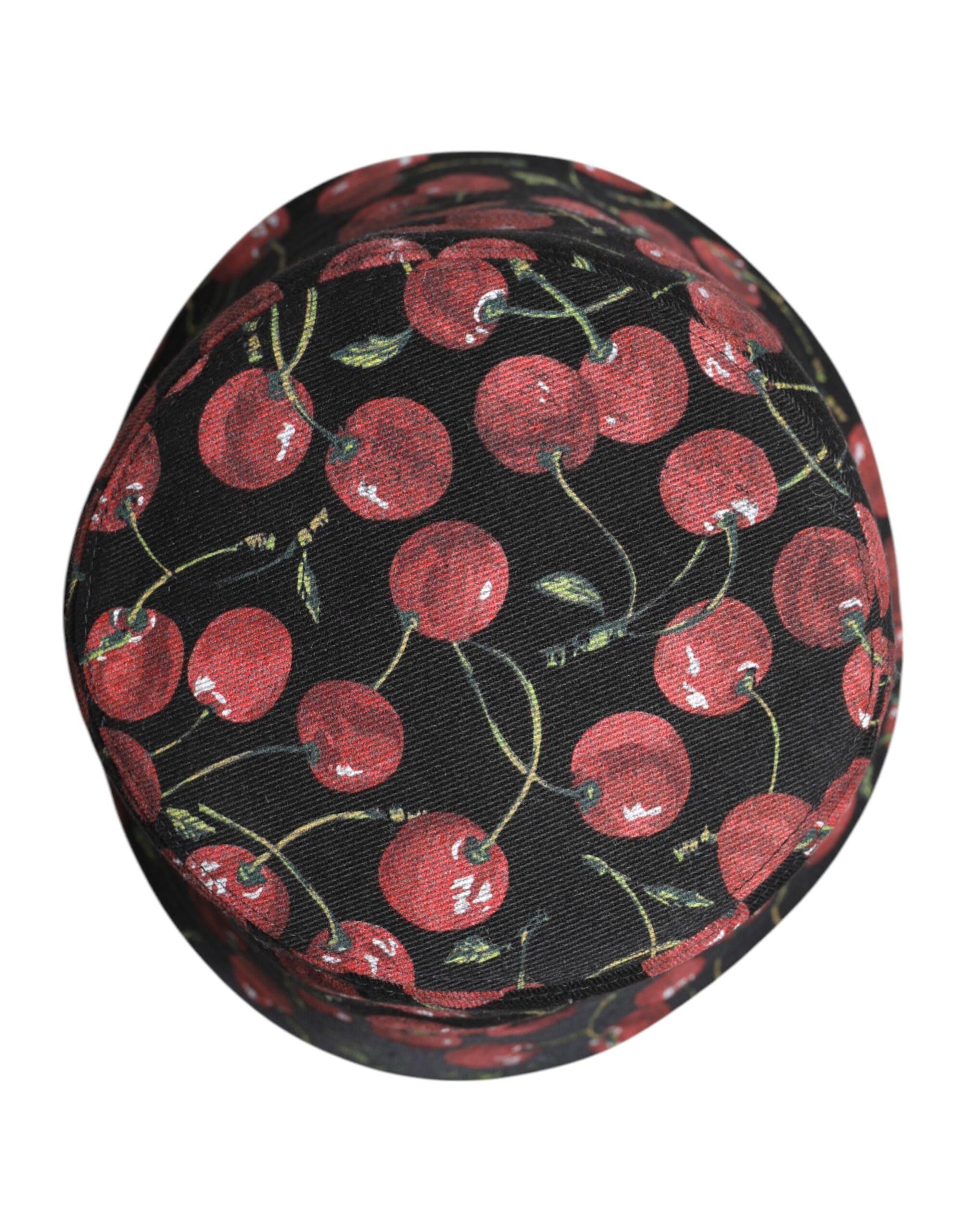 Dolce & Gabbana 59 cm|L Dolce & Gabbana Black Cotton Printed Wide Brim Bucket Hat