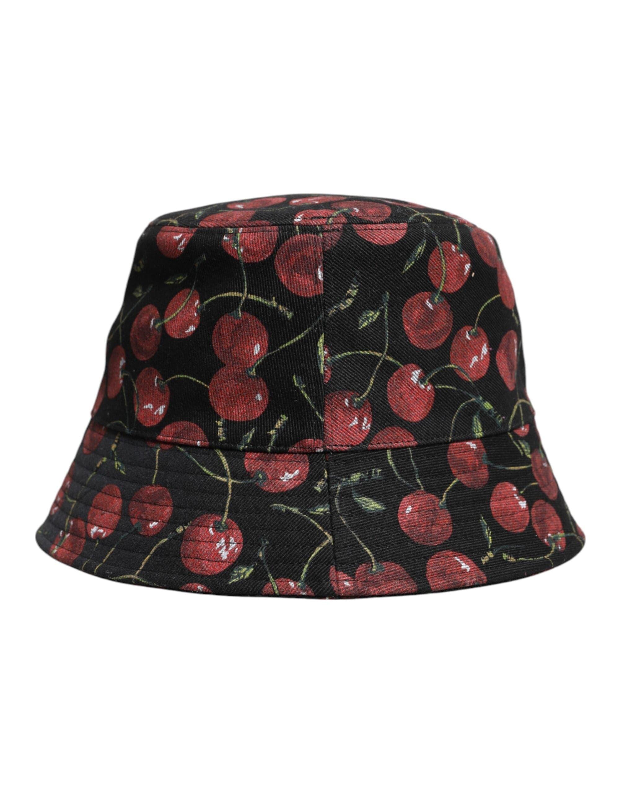 Dolce & Gabbana 59 cm|L Dolce & Gabbana Black Cotton Printed Wide Brim Bucket Hat