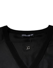 Dolce & Gabbana T-Shirts IT50 | L Dolce & Gabbana Black Cotton Square Neck Short Sleeve T-shirt