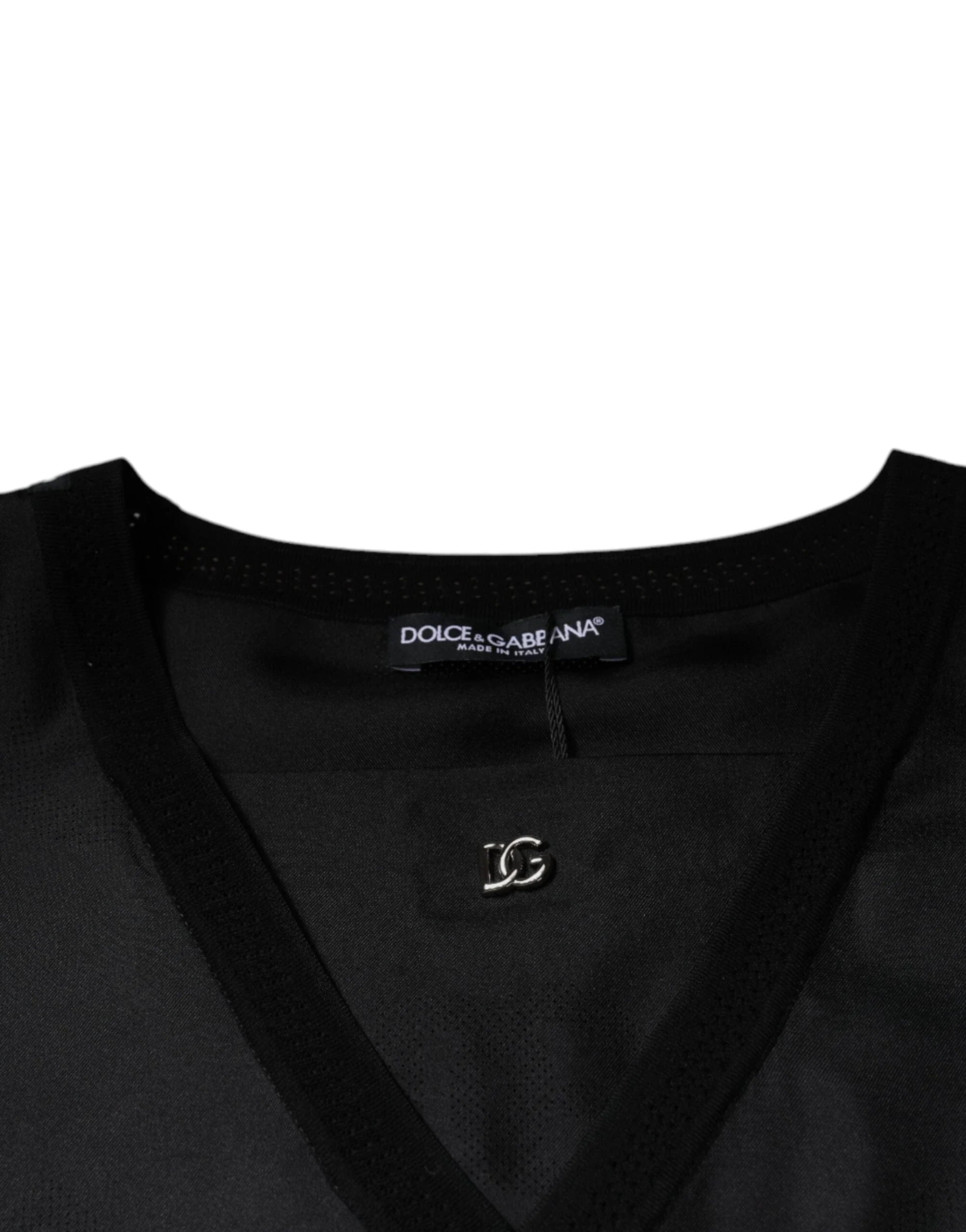 Dolce & Gabbana T-Shirts IT50 | L Dolce & Gabbana Black Cotton Square Neck Short Sleeve T-shirt
