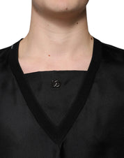 Dolce & Gabbana T-Shirts IT50 | L Dolce & Gabbana Black Cotton Square Neck Short Sleeve T-shirt