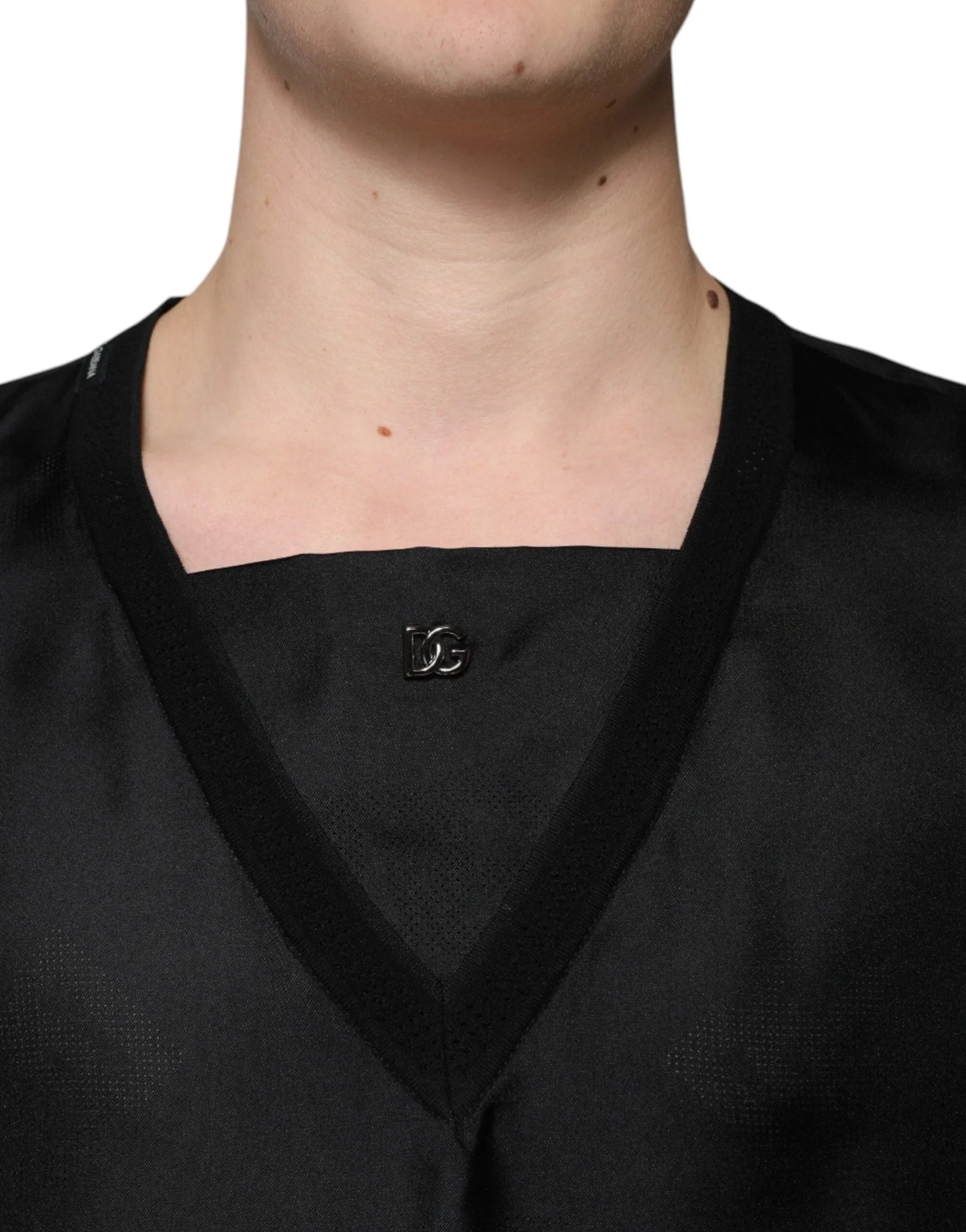Dolce & Gabbana T-Shirts IT50 | L Dolce & Gabbana Black Cotton Square Neck Short Sleeve T-shirt