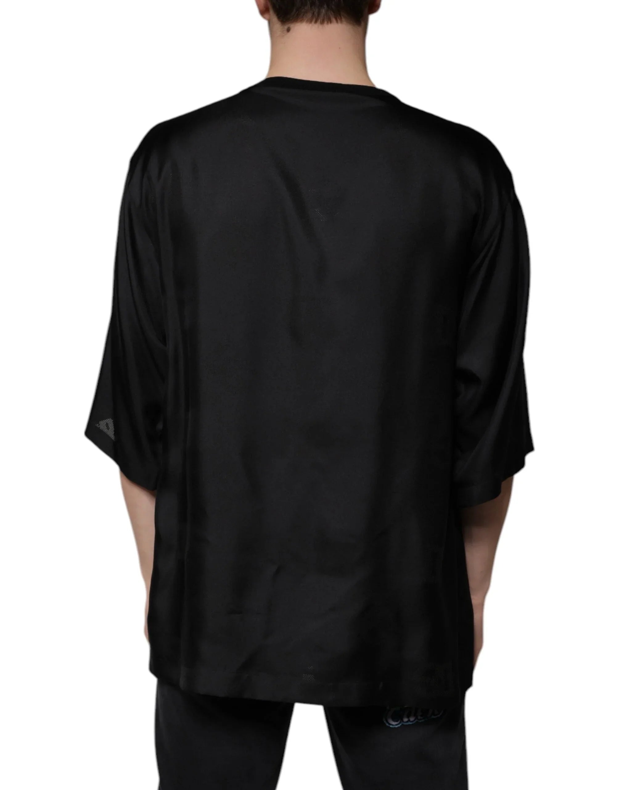 Dolce & Gabbana T-Shirts IT50 | L Dolce & Gabbana Black Cotton Square Neck Short Sleeve T-shirt