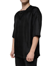 Dolce & Gabbana T-Shirts IT50 | L Dolce & Gabbana Black Cotton Square Neck Short Sleeve T-shirt