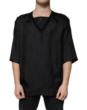 Dolce & Gabbana T-Shirts IT50 | L Dolce & Gabbana Black Cotton Square Neck Short Sleeve T-shirt