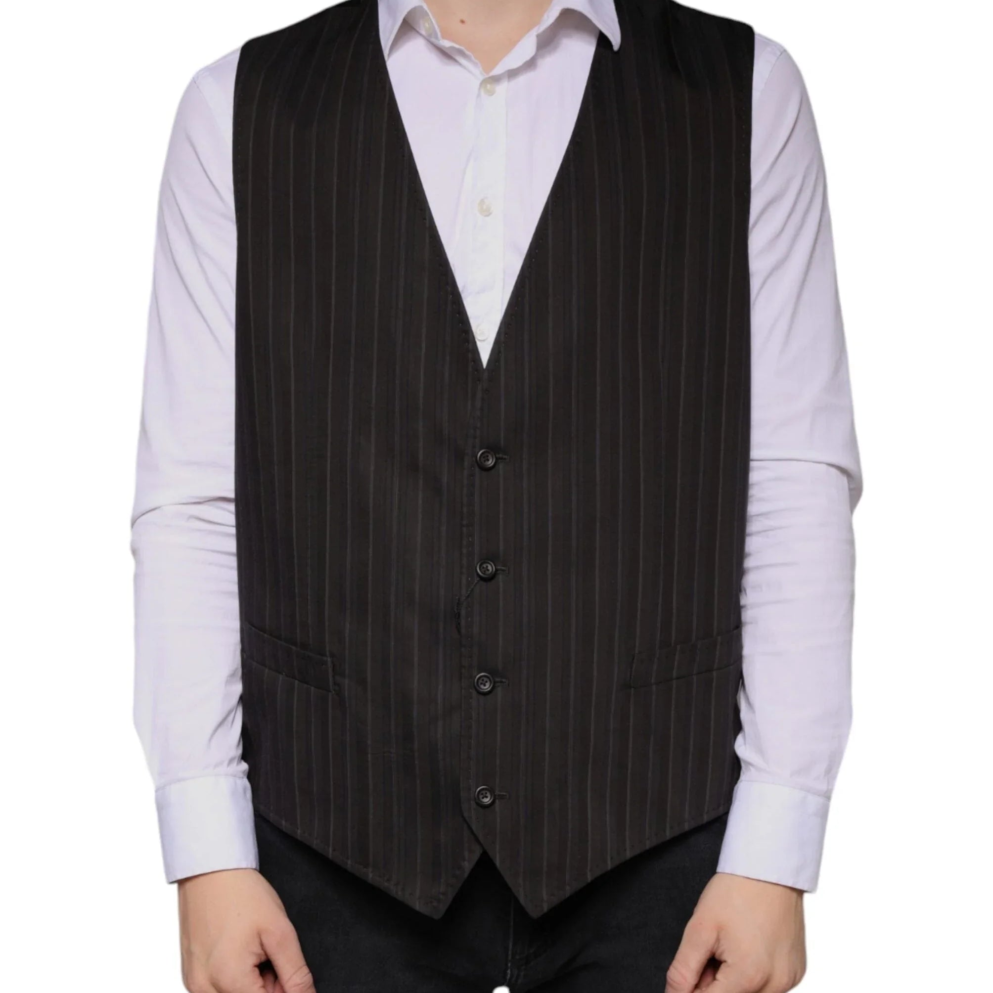 Dress Vest Dolce & Gabbana Black Cotton Waistcoat Dress Formal Vest