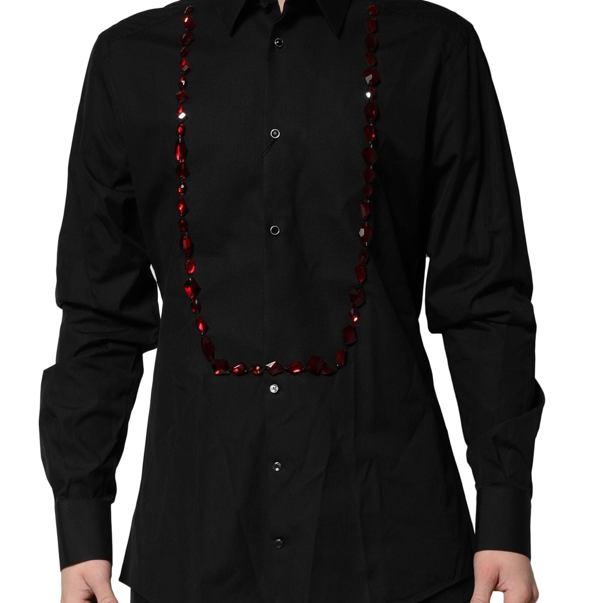Dolce & Gabbana Dress Shirts IT42 | XL Dolce & Gabbana Black Crystal GOLD Formal Men Dress Shirt