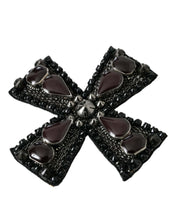 Dolce & Gabbana Brooches Dolce & Gabbana Black Crystals Embellished Cross Pin Brooch