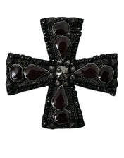 Dolce & Gabbana Brooches Dolce & Gabbana Black Crystals Embellished Cross Pin Brooch