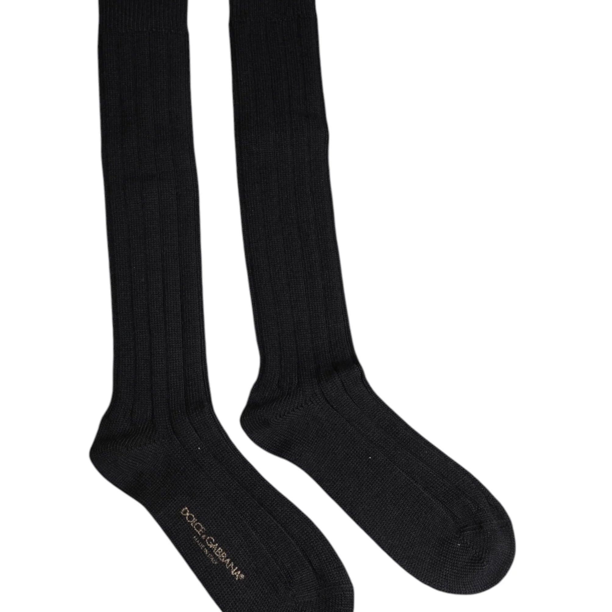 Dolce & Gabbana M Dolce & Gabbana Black DG Logo Print Over The Calf Socks