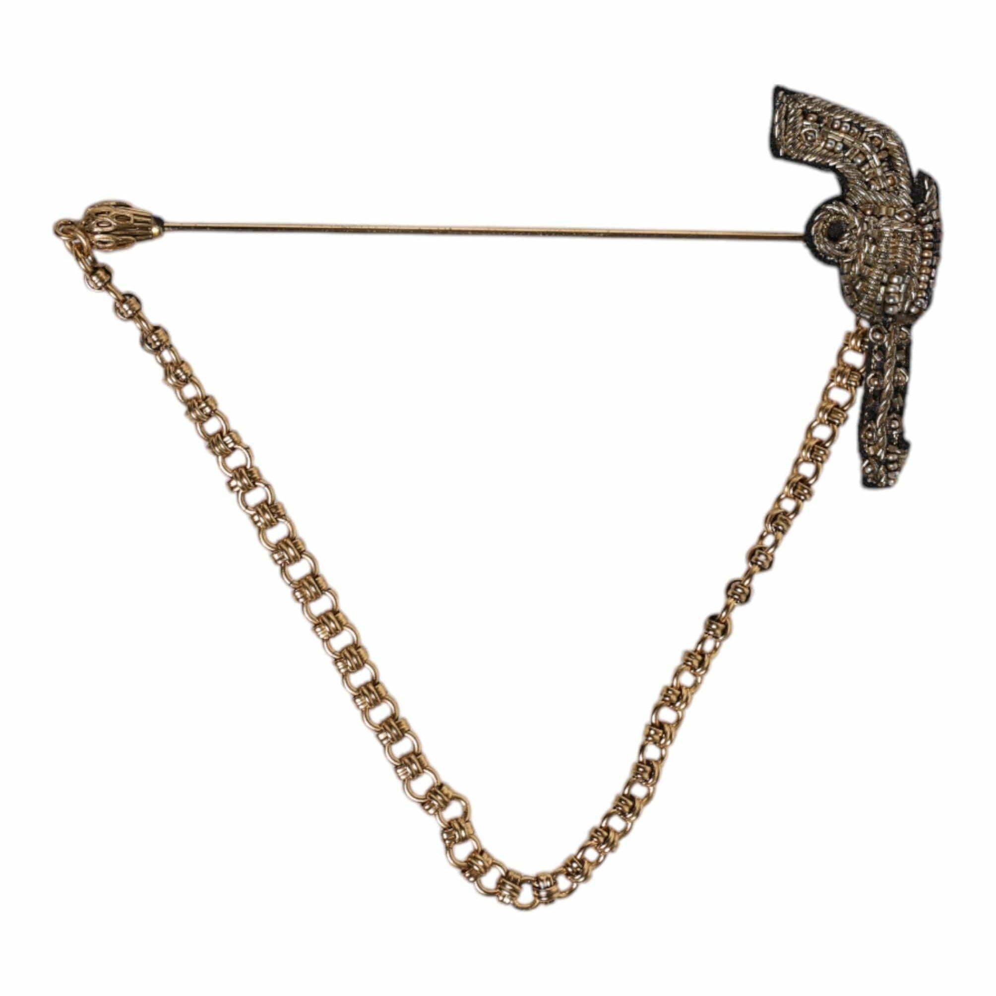 Dolce & Gabbana Dolce & Gabbana Black Gold Brass Copper Revolver Brooch Lapel Pin