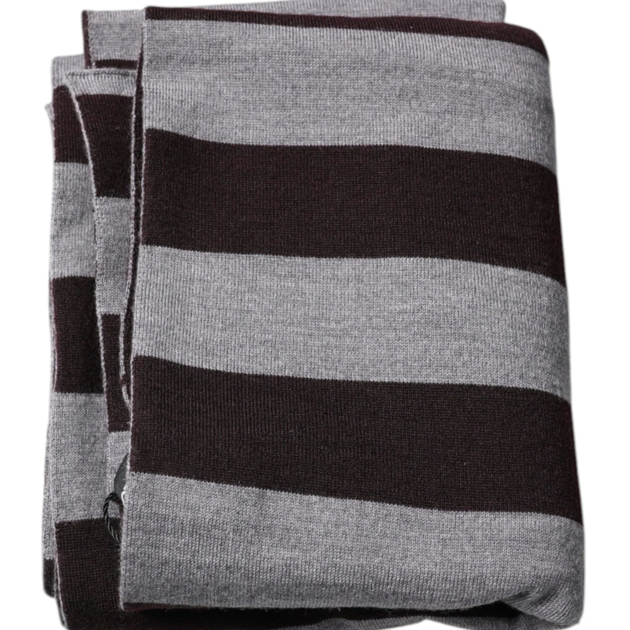 Dolce & Gabbana Dolce & Gabbana Black Gray Stripes Wool Neck Wrap Scarf