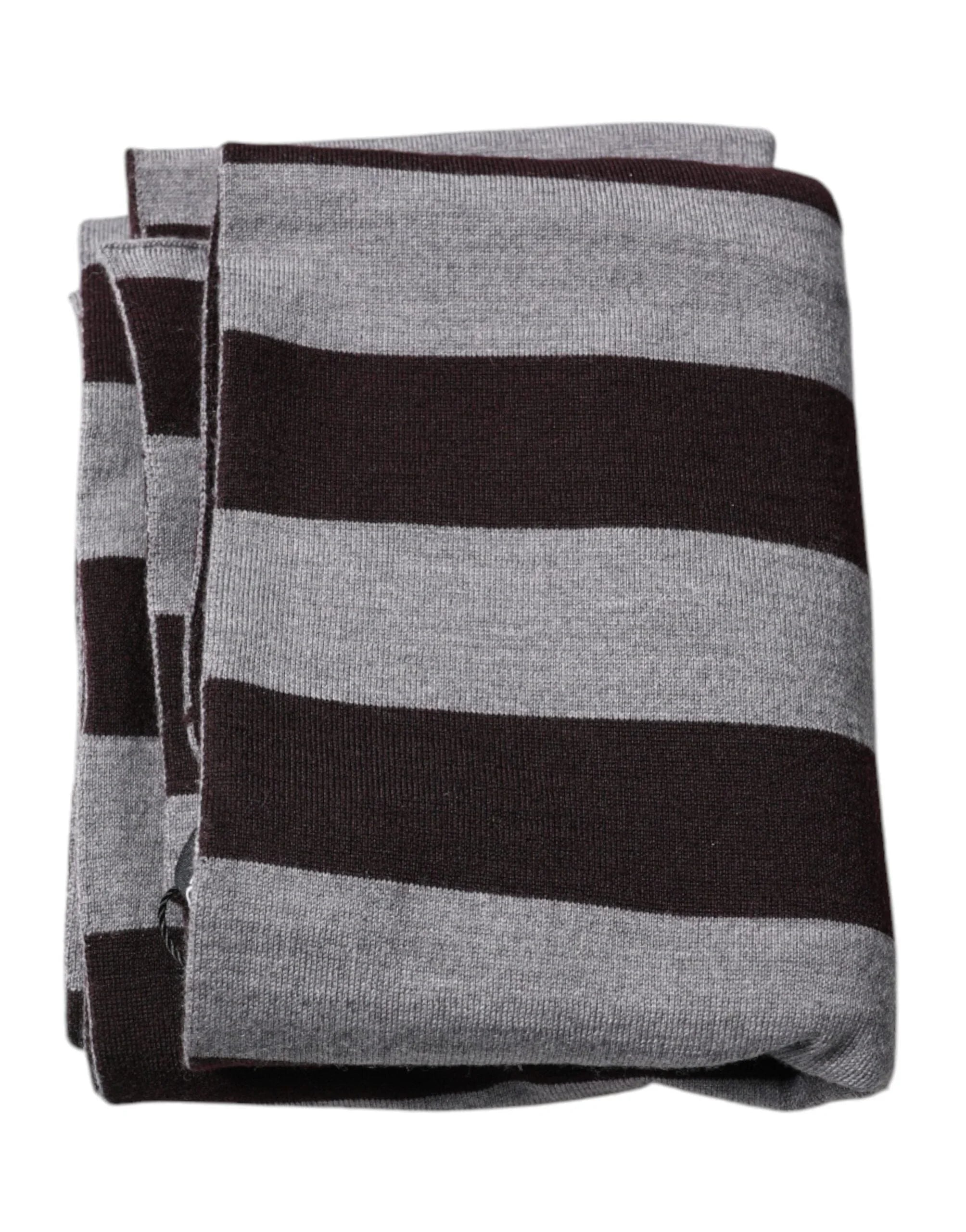 Dolce & Gabbana Dolce & Gabbana Black Gray Stripes Wool Neck Wrap Scarf