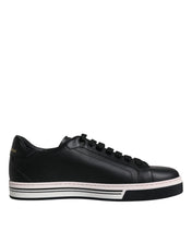 Dolce & Gabbana Sneakers Dolce & Gabbana Black Leather Low Top Men Sneakers Shoes