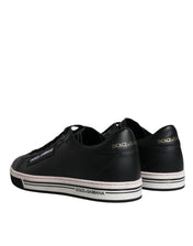 Dolce & Gabbana Sneakers Dolce & Gabbana Black Leather Low Top Men Sneakers Shoes