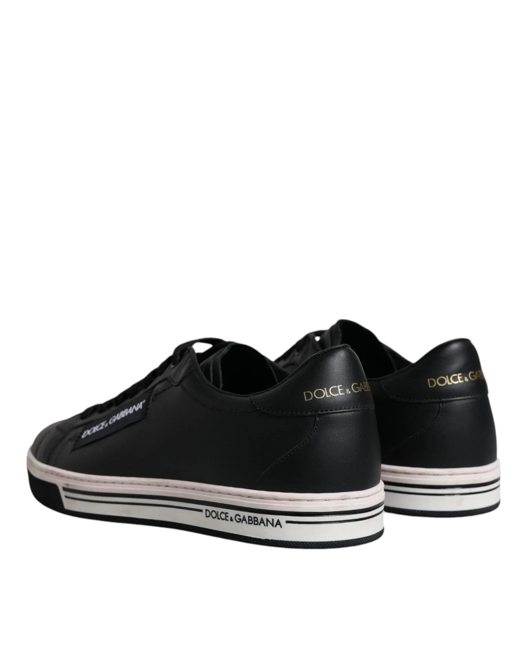 Dolce & Gabbana Sneakers Dolce & Gabbana Black Leather Low Top Men Sneakers Shoes