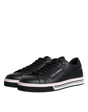 Dolce & Gabbana Sneakers Dolce & Gabbana Black Leather Low Top Men Sneakers Shoes