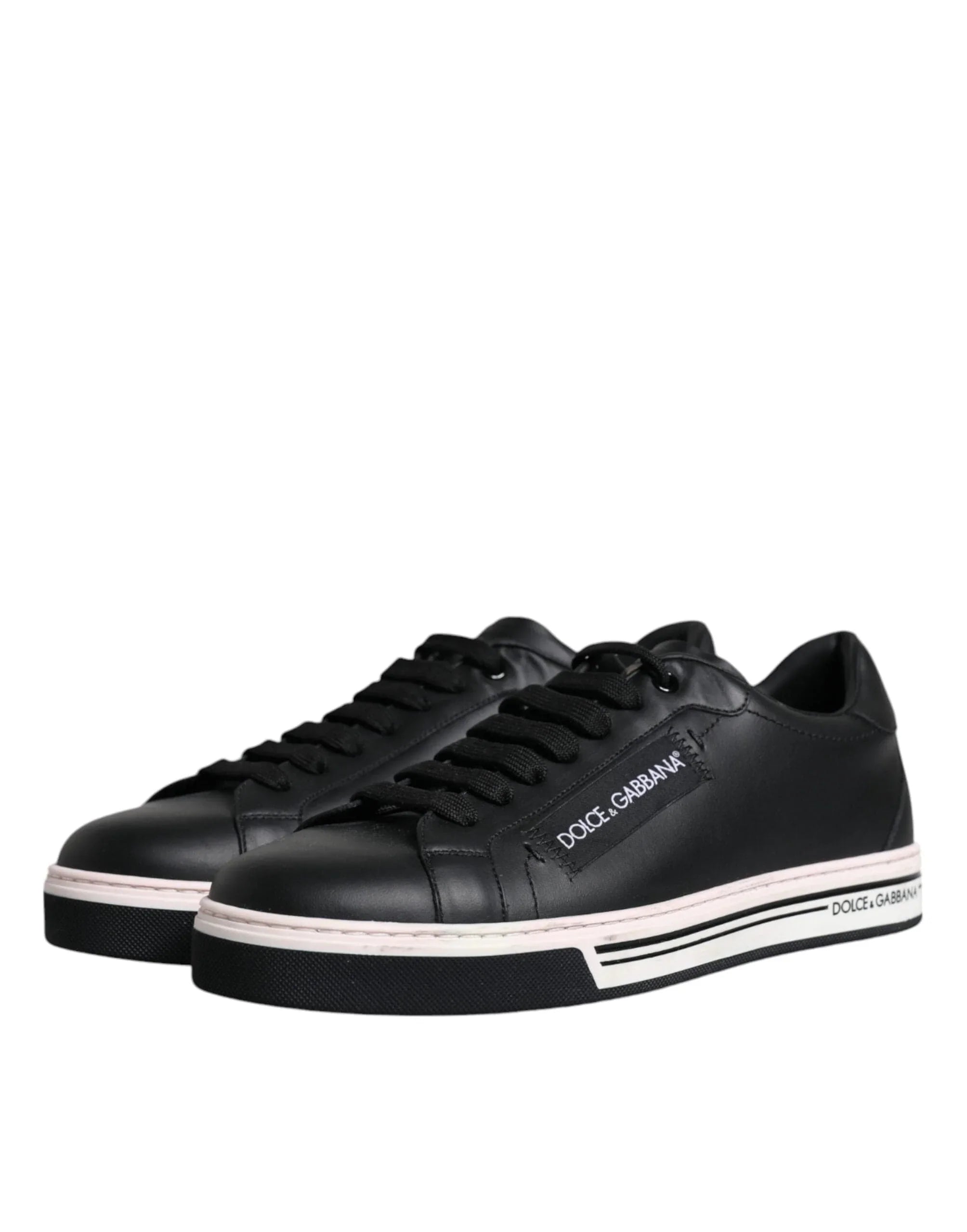Dolce & Gabbana Sneakers Dolce & Gabbana Black Leather Low Top Men Sneakers Shoes