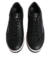 Dolce & Gabbana Sneakers Dolce & Gabbana Black Leather Low Top Men Sneakers Shoes
