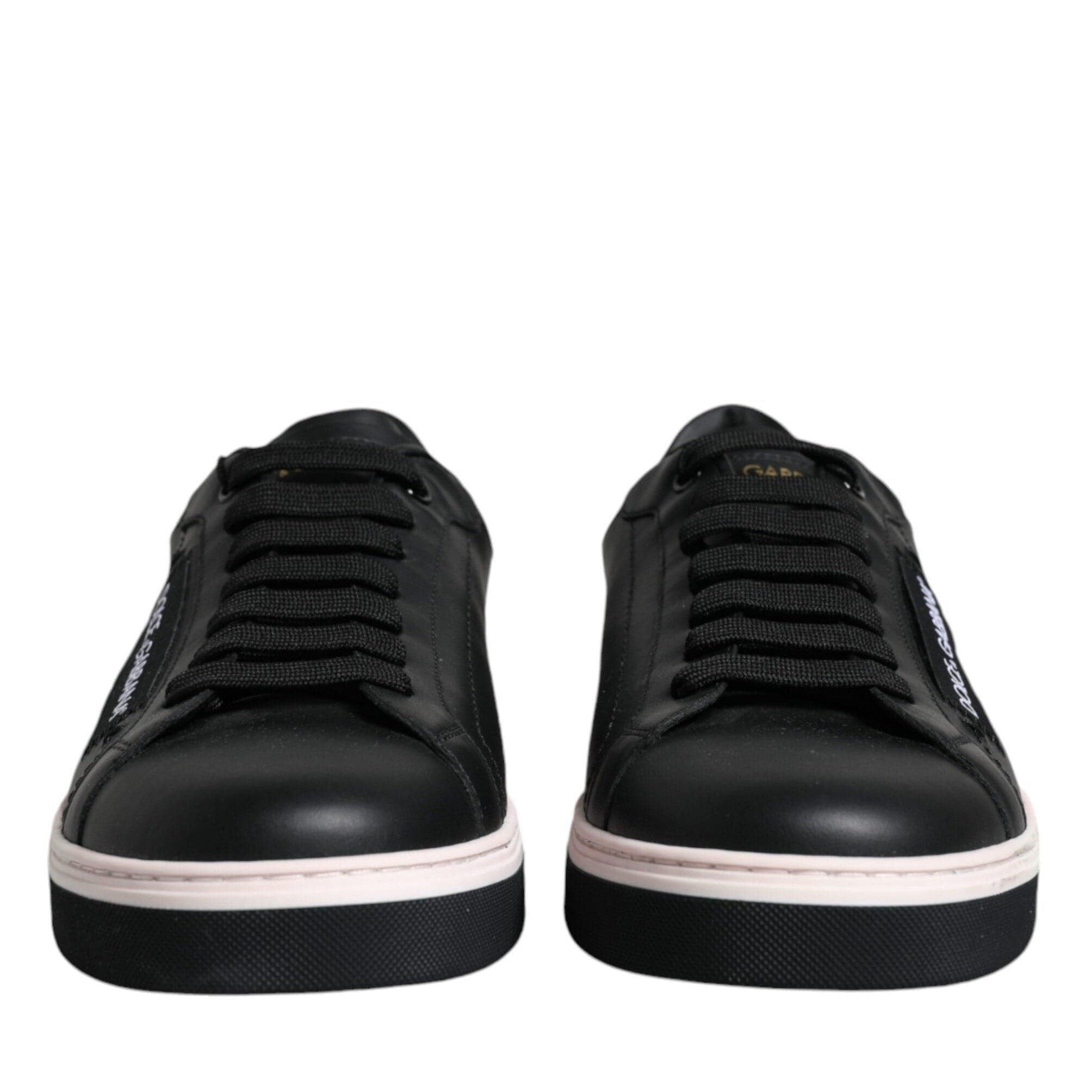 Dolce & Gabbana Sneakers Dolce & Gabbana Black Leather Low Top Men Sneakers Shoes